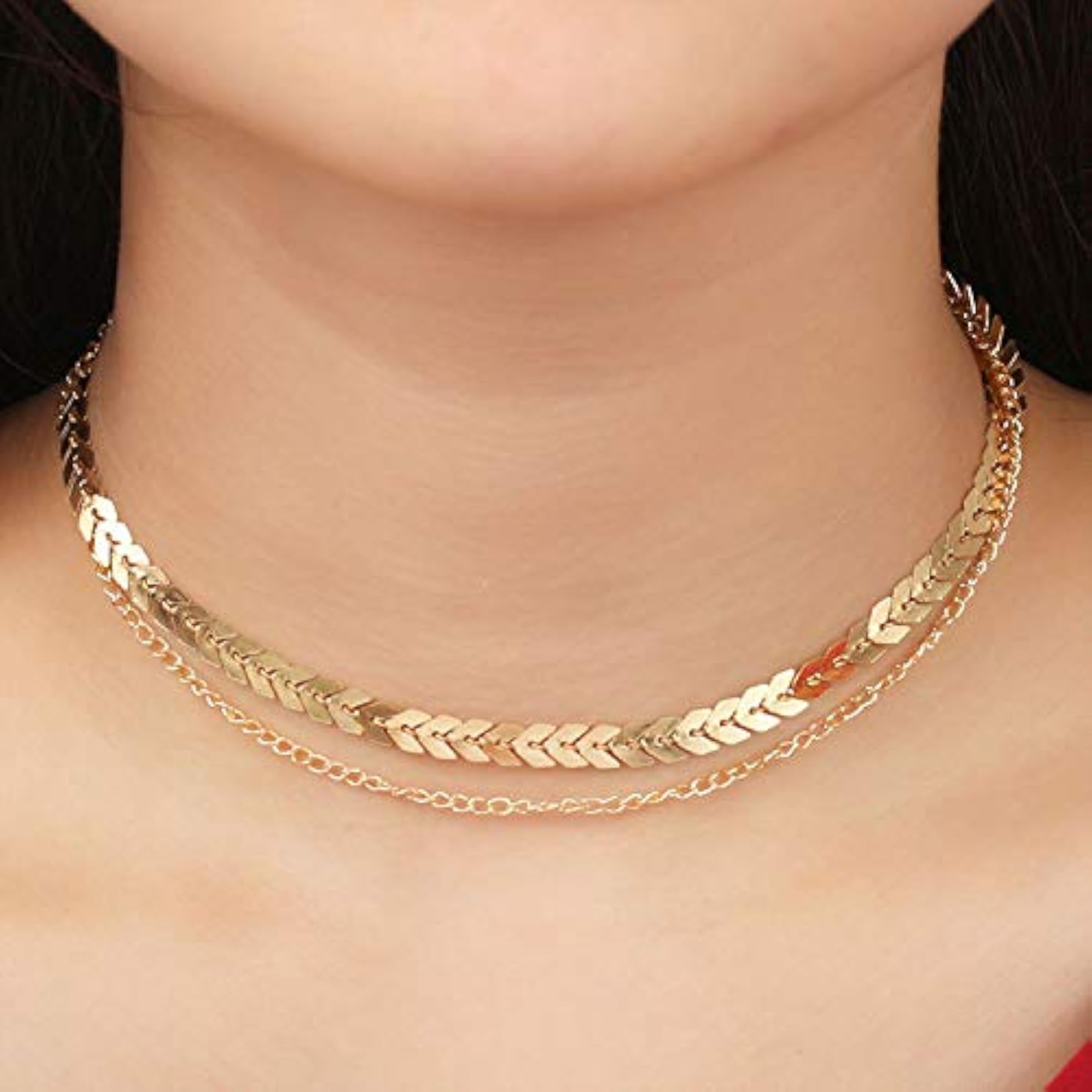 Fish Bone Dual Chain Necklace for Women - Birthday Anniversary Gift